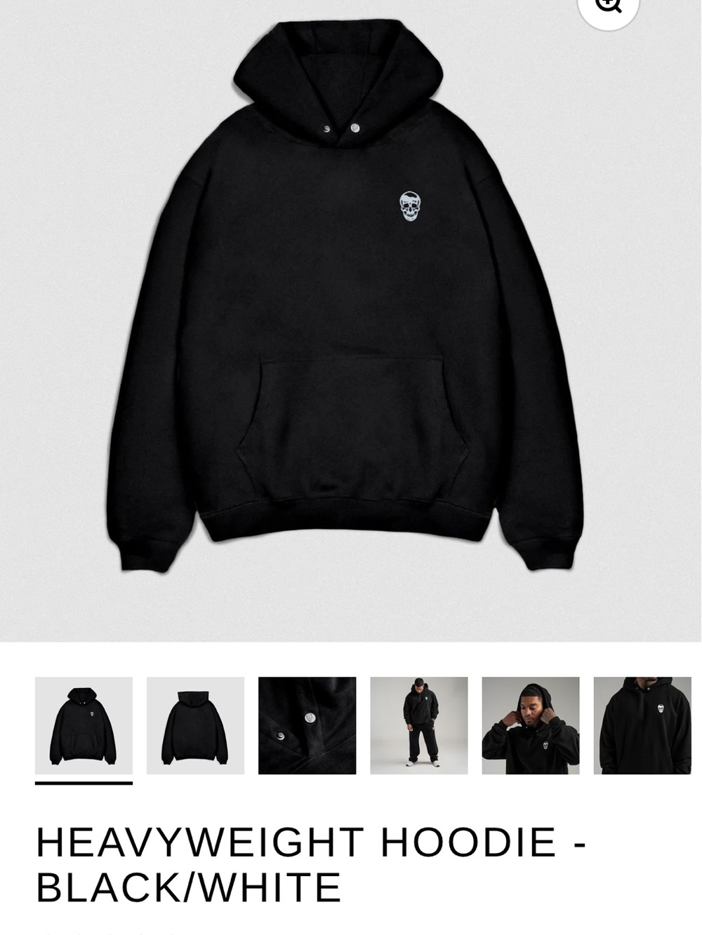 GYM REAPERS-Black Heavyweight Hoodie with Small White Skull Logo